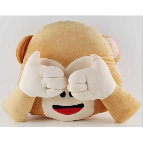 Soft Smiley Monkey Emoticon Brown Cushion Pillow Stuffed Plush Toy Doll (Do Not See)